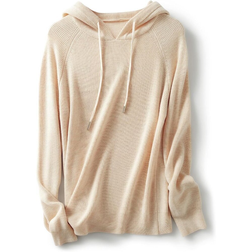 Women's Merino Wool Blend Hoodie Large Long Sleeve Casual Sweater - Picture 1 of 6